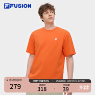 FILA FUSION斐樂潮牌多彩休閑短袖T恤夏季寬松純棉防曬涼感情侶上衣 粒粒橙-OR（25年升級版） M /170/92A
