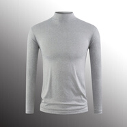 紅豆（Hodo）莫代爾半高領(lǐng)秋衣男士長(zhǎng)袖t恤打底衫薄款中領(lǐng)內(nèi)衣上衣服男裝 灰色(1件) S _碼【65-80斤內(nèi)】