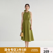 獨(dú)束微胖MM大碼女裝法式氣質(zhì)感高腰顯瘦A擺掛脖吊帶連衣裙 綠野仙蹤連衣裙 3XL (尺碼：5) 拍前和客服確認(rèn)尺碼