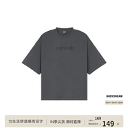 BODYDREAM索羅娜涼感短袖男夏季重磅破洞情侶裝t恤五分袖休閑上衣 炭灰色（涼感） M