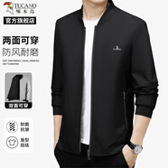 啄木鳥(niǎo)（TUCANO）夾克男秋冬新款外套商務(wù)休閑棒球領(lǐng)上衣耐磨抗皺防風(fēng)雙面穿夾克衫 黑色(棒球領(lǐng)雙面穿) 4XL (180-200斤)
