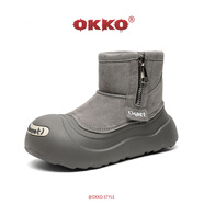 OKKO丑萌大頭開(kāi)口笑雪地靴男女冬季加絨加厚保暖棉靴厚底棉鞋 灰色 38