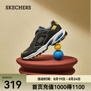 斯凱奇（Skechers）七夕禮物男鞋休閑鞋運動(dòng)鞋復古拼接厚底夏季透氣增高老爹鞋 黑色/黃色/BKYL 41