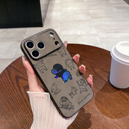 麥煥 適用蘋果17ProMax手機(jī)殼iPhone17Pro/15/16Pro鐳射14/15/16promax翻毛皮保護(hù)套防摔潮牌卡通軟殼 【蠟筆小新-灰色】 蘋果17