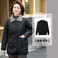 創(chuàng  )琪潘服飾5折皮衣外套女中老年人女裝加絨加厚保暖棉襖PU外套2025新款 黑色【單件上衣+毛衣】 XL