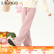 lagogo拉谷谷2023冬季新款高腰顯瘦加厚糯米褲休閑高級感褲子女闊腿褲 粉紅色(H8) S