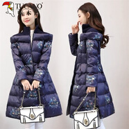 啄木鳥(niǎo)加厚棉衣女中長(cháng)款韓版羽.絨棉服冬季A字收顯瘦蓬蓬裙擺羽.絨棉襖 藏青色 XL 【建議112-123斤】