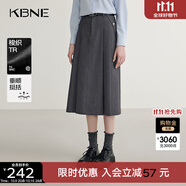 KBNE灰色半身裙小個(gè)子氣質(zhì)半裙春秋新款A(yù)字裙高端百褶裙梭織長(zhǎng)裙 灰色 S