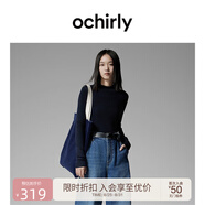 歐時力OCHIRLY 可機洗進口100%美麗諾羊毛毛衣女無縫一體高級感 深藍 S