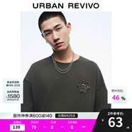 UR【明星同款】2025夏季新款七夕男裝休閑立體圖案短袖T恤UMM450044 深灰 M