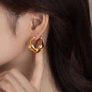 伊黛兒輕奢高級感吊墜耳環(huán)女小眾獨特金屬耳飾耳墜2025新款耳圈生日禮物 E3672日韓金屬耳圈