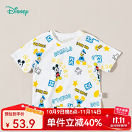 迪士尼寶寶（Disney Baby）迪士尼童裝兒童T恤米奇米妮印花圓領(lǐng)短袖T恤純棉