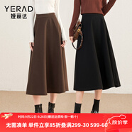 婭麗達(dá)赫本風(fēng)仿毛呢半身裙女2023秋冬新款a字傘裙遮胯氣質(zhì)長(zhǎng)裙子 咖啡色 M
