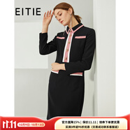 愛(ài)特愛(ài)（EITIE）春季新款商場(chǎng)同款時(shí)尚輕商務(wù)撞色紐扣氣質(zhì)長(cháng)袖襯衫連衣裙6407112 黑色20 2XL 175