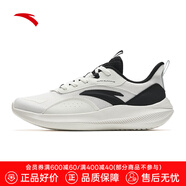 安踏流云｜男鞋運動(dòng)鞋男秋季皮網(wǎng)面透氣慢跑鞋輕便減震男士休閑鞋子 【網(wǎng)面透氣】象牙白/黑-1 42 (260mm)