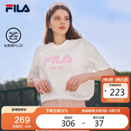 FILA 斐樂(lè)官方男女同款針織T恤2025年夏季純棉寬松休閑情侶短袖t恤