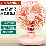 人杰USB充電臺扇宿舍辦公風(fēng)扇帶LED夜燈鋰電池 人杰U12紅色_搖頭