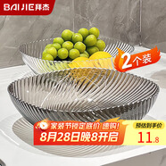 拜杰水果盤(pán)零食盤(pán)客廳家用干果盤(pán)托盤(pán)糖果堅果盤(pán)透明灰透明混色兩件套