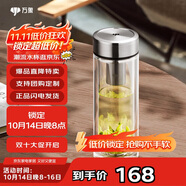 萬象（WANXIANG）雙層玻璃杯V48RL便攜泡茶杯鈦銀色商務(wù)辦公禮盒裝帶茶漏玻璃水杯