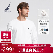 諾帝卡（NAUTICA）春夏款圓領(lǐng)套頭長(cháng)袖T恤男TE3301 白色1BW 2XL