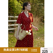獨(dú)束大碼女裝法式小翻領(lǐng)連衣裙女夏季新款遮肉顯瘦雪紡裙子 紅色 2XL （尺碼：4）