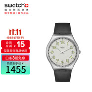 斯沃琪（Swatch）瑞士手表 超薄金屬 簡約黑白 節(jié)日禮物男女夜光石英表SS07S134