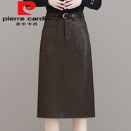 皮爾卡丹（pierre cardin）2025秋冬新款開(kāi)叉PU皮裙女高腰過(guò)膝中長(cháng)款氣質(zhì)a字包臀時(shí)尚一步裙 咖色 A區1548(無(wú)腰帶)今年流行的 S 95斤以下