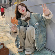 阿瑪施AMASS哥弟適用牛仔外套女冬季2025新款小個子派克服棉衣棉服 牛仔藍(lán) M