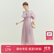 范思藍(lán)恩23FS12493 法式一字肩兩穿連衣裙女夏季新款海邊度假長(zhǎng)裙 香芋紫 S