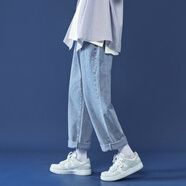 佐丹奴（Giordano）男春秋季寬松直筒牛仔褲潮牌休閑九分褲學(xué)生百搭 中藍 L