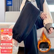 唐獅（TonLion）2024女束腳顯瘦休閑側(cè)拼衛(wèi)褲WP 加絨款/黑色 L 