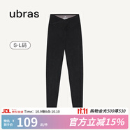 ubras仿牛仔高腰收腹加絨打底褲女保暖時(shí)尚高彈可外穿 黑色交叉款 1條 M