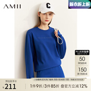 AMII開(kāi)學(xué)季換新裝年秋季新款字母印花衛衣休閑褲半身裙酷鹽系少女穿搭 克萊因藍(衛衣) 170/92A/XL