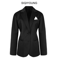 SIQIYOUNG【Maggie精選】Le Smoking 吸煙裝- 銀線收腰西服 黑色 S (建議110斤以內(nèi))