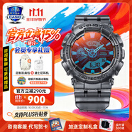卡西歐（CASIO）黑金手表gshock黑白賽車冰韌運(yùn)動時尚學(xué)生防水送男友七夕禮物腕表 GA-110TLS-8A潮流Z時代主題