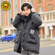 G.DUCKKIDS兒童服男童新款中大童韓版加厚寬松休閑男中長(cháng)款外套反季促銷(xiāo) 黑色 120 cm