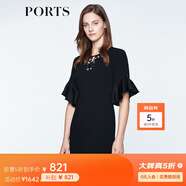 PORTS寶姿 新品 女裝優(yōu)雅立體釘珠裝飾修身連衣裙LN8D010KWB008 黑色 L (8)