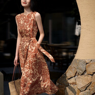 阿瑪施（AMASS）哥弟適用青花瓷裙女2025夏季新款子 紅印花 S 2碼