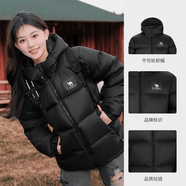 駱駝（CAMEL）女裝服2024冬季新款保暖加厚連帽外套女 遠紅外升溫__拒水幻影黑，男女同款，女生拍小一碼A33C S