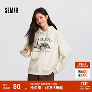 森馬（Semir）[商場(chǎng)同款]中國(guó)國(guó)家地理系列衛(wèi)衣女圖案2024新款加絨寬松冬裝 淺花灰00232 L