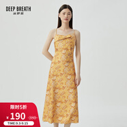 深呼吸DEEP BREATH女裝無袖花色高腰吊帶連衣裙A500241 黃 S (2碼)