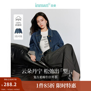 茵曼（INMAN）翻袖設計感牛仔短外套寬松休閑小個(gè)子夾克上衣 深牛仔藍 S