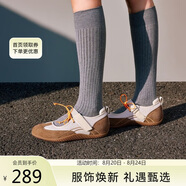 TOOMANYSHOES女鞋輕便休閑鞋魔術(shù)貼銀色運動(dòng)跑鞋 周末放風(fēng) 棕色/米白 37