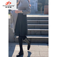 范哲狼（FANZELANG）毛呢百褶裙子女秋冬季2025新款半身裙高端歐貨爆款半裙加厚a字裙 灰色 M (備)