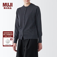 無(wú)印良品（MUJI）女式羊毛可水洗高針距圓領(lǐng)開(kāi)衫針織毛衣針織衫外套秋冬 深灰色 M 160/84A
