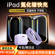 Viken小冰塊蘋(píng)果iPad充電器33W氮化鎵快充適配原裝Air4567Pro2022/第10代/2024/25款mini6平板雙Type-c 【雙Type-C接口】33W冰透紫+2米編制套裝 安全不