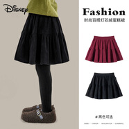 迪士尼（Disney）女童半身裙秋冬款短裙兒童蛋糕裙加絨裙子燈芯絨TD3EQ015 黑色140