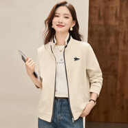 qwqh輕奢設計師品牌 開(kāi)衫短款外套女2025秋季新款韓版洋氣休閑夾克衫 杏色【騎馬】 立 領(lǐng) L 106-115斤