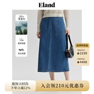 ELAND衣戀牛仔半身裙女高腰大口袋寬松半裙夏季新款 牛仔色(55)Indigo L 170