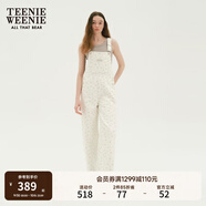 Teenie Weenie小熊女裝學院元氣多巴胺牛仔褲背帶褲寬松直筒褲粉色 象牙白 M